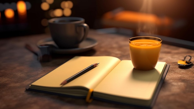 Contact desk with notebook and pen